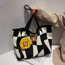 [GIRLS GOOB] Big Size Multi-Purpose Black and White Shoulder Bag, Canvas Eco Bag, China OEM